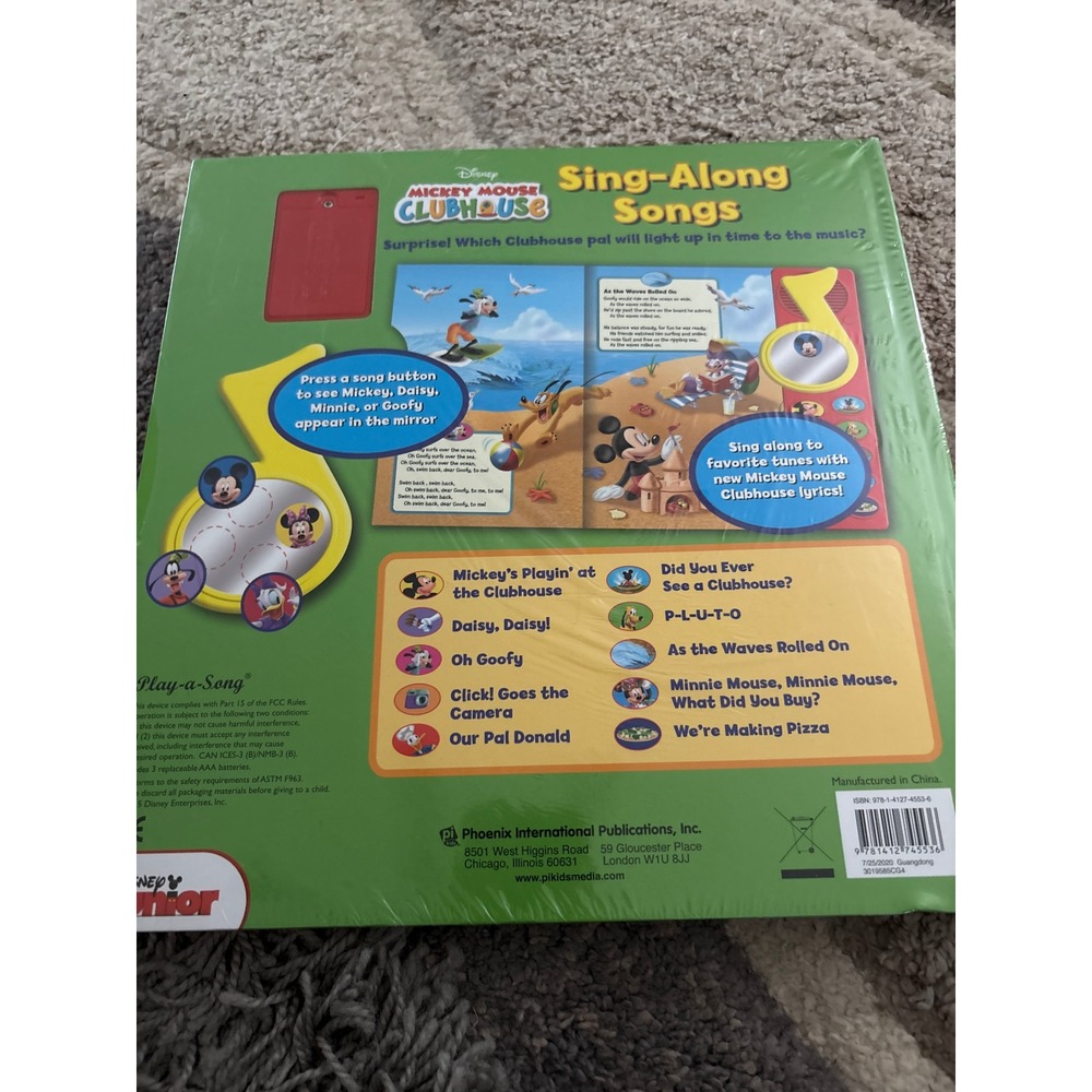 Disney Mickey Mouse Clubhouse Sing-Along Songs Play-a-Song Book with Mirror NEW - Picture 2 of 2